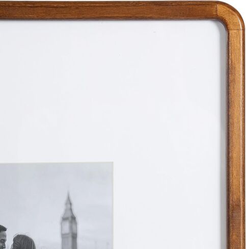 Kate and Laurel Inglewood Modern Wall Picture Frame Set of 3; 16x20 matted to 8x10; Walnut Brown; Three-Piece Frame Set for Gallery Wall Accent Set in Living Room Decor in Saudi Arabia