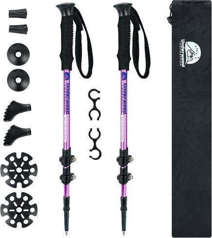 Trekking Poles Collapsible Hiking Poles - 2 Pack Adjustable Aluminum Hiking Sticks, Lightweight Walking Sticks for Women, Men, Seniors, Kids, Walking Poles for Backpacking by Underwood Aggregator in Saudi Arabia