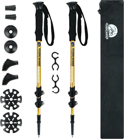 Trekking Poles Collapsible Hiking Poles - 2 Pack Adjustable Aluminum Hiking Sticks, Lightweight Walking Sticks for Women, Men, Seniors, Kids, Walking Poles for Backpacking by Underwood Aggregator in Saudi Arabia