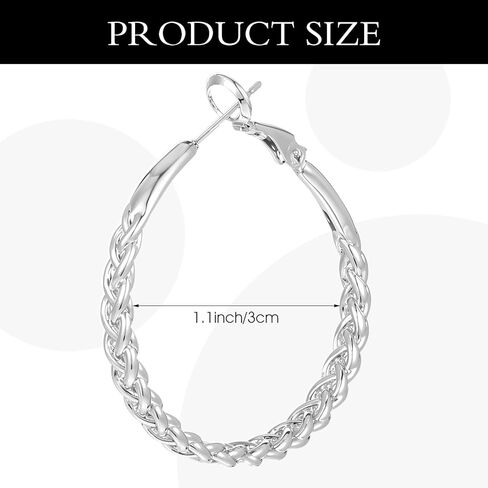 2 pcs 34mm أقراط الفضة للنساء للنساء الفضة العصرية ملتوية أقراط كبيرة من الصفراء العائمة للنساء خفيفة الوزن ملتوية كبيرة الأطواق العريضة للهدية in Kuwait