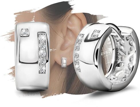 Small Huggie Hoop Earrings for Women Silver CZ Chunky Thick Cartilage Hoop Earrings Tiny Cubic Zirconia Cuffs Hoop Earrings Dainty Hypoallergenic Piercing Earrings Jewelry Gifts for Birthday Party in Saudi Arabia