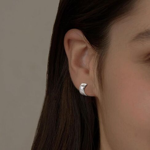 Small Huggie Hoop Earrings for Women Silver CZ Chunky Thick Cartilage Hoop Earrings Tiny Cubic Zirconia Cuffs Hoop Earrings Dainty Hypoallergenic Piercing Earrings Jewelry Gifts for Birthday Party in Saudi Arabia
