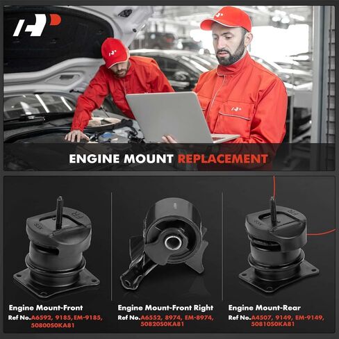 A-Premium Engine Motor Motion Kit متوافق مع Honda Accord 1998-2002 3.0L & Acura TL 1999-1999 3.2L ، 3-PC Set ، استبدل# in Saudi Arabia