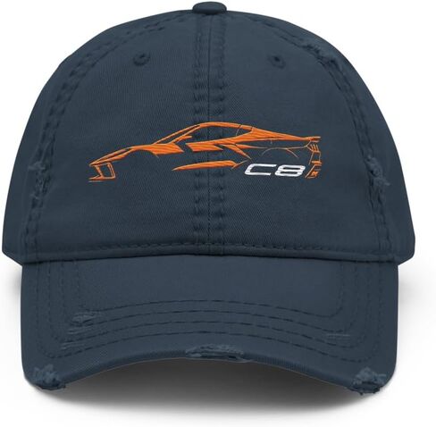 2024 سيارة رياضية C8 Dad Hat لسائقي Corvette تضخيم Orange Silhouette Silhouette Caped Caped Cap in Kuwait