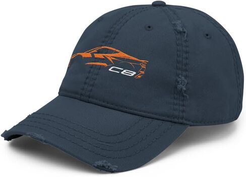 2024 سيارة رياضية C8 Dad Hat لسائقي Corvette تضخيم Orange Silhouette Silhouette Caped Caped Cap in Kuwait