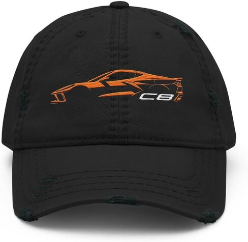 2024 سيارة رياضية C8 Dad Hat لسائقي Corvette تضخيم Orange Silhouette Silhouette Caped Caped Cap in Saudi Arabia