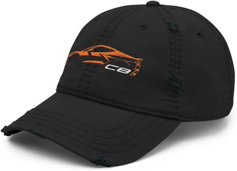 2024 سيارة رياضية C8 Dad Hat لسائقي Corvette تضخيم Orange Silhouette Silhouette Caped Caped Cap in Saudi Arabia