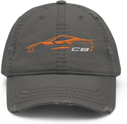 2024 سيارة رياضية C8 Dad Hat لسائقي Corvette تضخيم Orange Silhouette Silhouette Caped Caped Cap in Kuwait