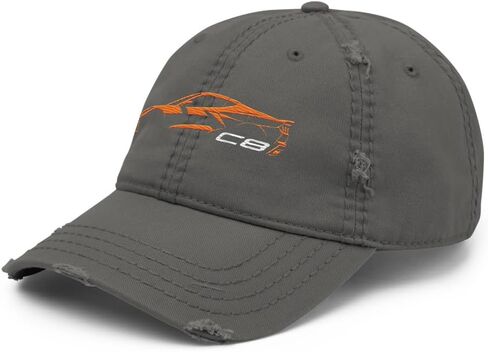 2024 سيارة رياضية C8 Dad Hat لسائقي Corvette تضخيم Orange Silhouette Silhouette Caped Caped Cap in Kuwait