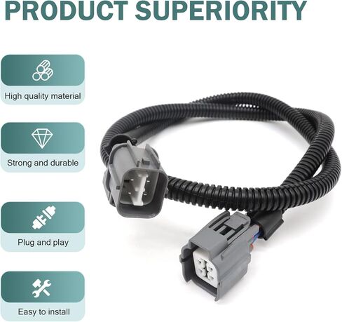 تسخير تمديد مستشعر الأوكسجين ، 36 "4-ware slot slot slut sluge flugive flacness ، ملحق استبدال ضبط ، متوافق مع هوندا Civic Integra Prelude (Black) in Kuwait