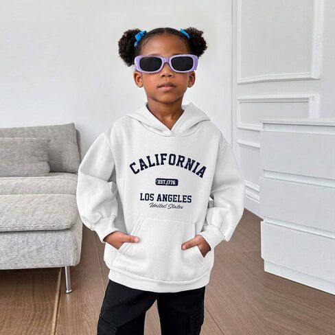 BeWithYou Girls Los Angeles Hoodie California Sweatshirt for Teens Cute Preppy Kids Hoodies Aesthetic Letter Graphic Pullover in Saudi Arabia