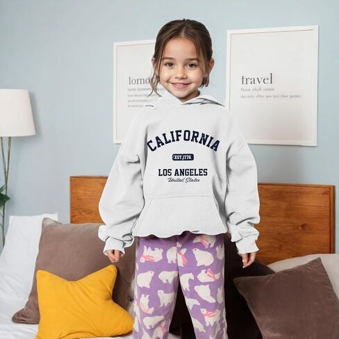 BeWithYou Girls Los Angeles Hoodie California Sweatshirt for Teens Cute Preppy Kids Hoodies Aesthetic Letter Graphic Pullover in Saudi Arabia