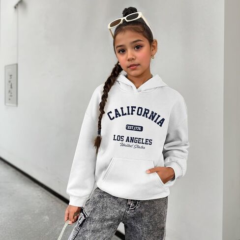 BeWithYou Girls Los Angeles Hoodie California Sweatshirt for Teens Cute Preppy Kids Hoodies Aesthetic Letter Graphic Pullover in Saudi Arabia