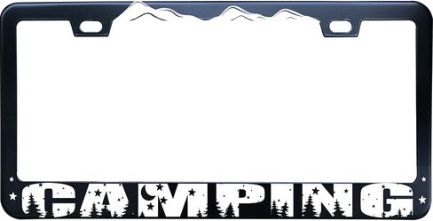 Black Mountains Forest Camping Stainless Steel License Plate Frame for Men/Women with 2 Screw Caps for US/CA Vehicles in Kuwait
