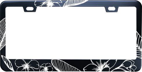 Black Mountains Forest Camping Stainless Steel License Plate Frame for Men/Women with 2 Screw Caps for US/CA Vehicles in Kuwait