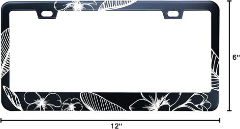 Black Mountains Forest Camping Stainless Steel License Plate Frame for Men/Women with 2 Screw Caps for US/CA Vehicles in Kuwait
