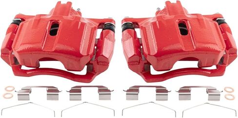 Front Performance Brake Caliper Set Red Compatible with 2012-2015 Honda Civic in Saudi Arabia
