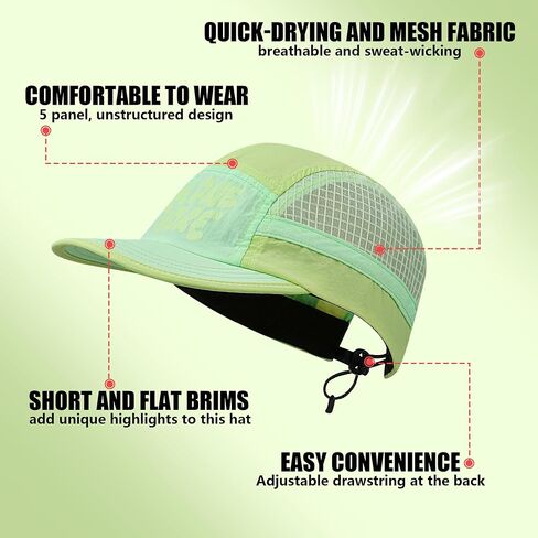 Croogo Short Brim 5 Panel Baseball Cap Mesh Quick Drying Summer Cap for Men Women Lightweight Breathable Sports Hat in Saudi Arabia
