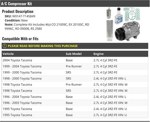 A/C Compressor Kit - Compatible with 1995-2004 Toyota Tacoma in Saudi Arabia