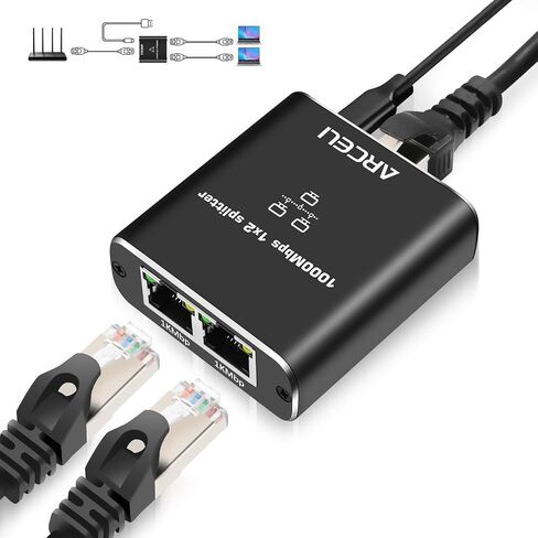 Gigabit Ethernet Splitter 1 to 4 - Network Splitter with USB Power Cable, 1000Mbps High Speed RJ45 Internet Splitter Adapter for Cat 5/5e/6/7/8 Cable [4 Devices Networked Simultaneously] in Saudi Arabia