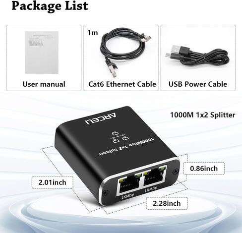 Gigabit Ethernet Splitter 1 to 4 - Network Splitter with USB Power Cable, 1000Mbps High Speed RJ45 Internet Splitter Adapter for Cat 5/5e/6/7/8 Cable [4 Devices Networked Simultaneously] in Saudi Arabia