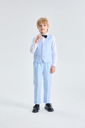 LOLANTA Boys Vest Suit 4-Piece Formal Suit Set, Pretty Texture, Kids Birthday Wedding Easter Party Dress Outfits 2-13 Years in Saudi Arabia