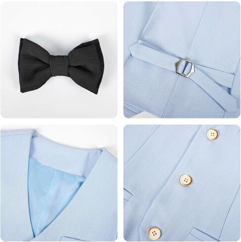 LOLANTA Boys Vest Suit 4-Piece Formal Suit Set, Pretty Texture, Kids Birthday Wedding Easter Party Dress Outfits 2-13 Years in Saudi Arabia