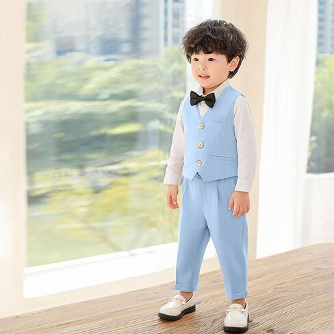 LOLANTA Boys Vest Suit 4-Piece Formal Suit Set, Pretty Texture, Kids Birthday Wedding Easter Party Dress Outfits 2-13 Years in Saudi Arabia