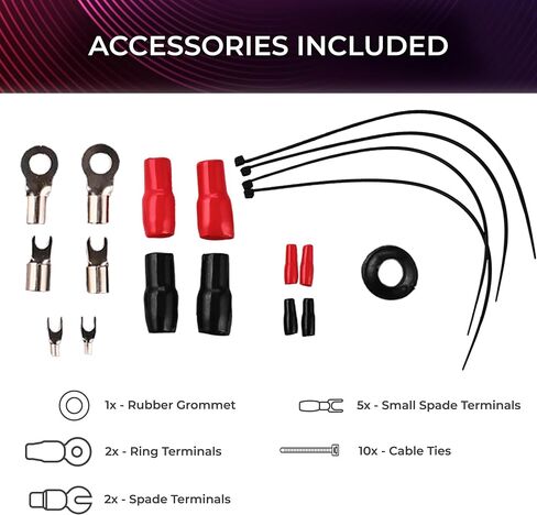 DS18 AKIT4.BL 4-GA Amplifier Installation Kit Up to 1680 Watts RMS, Mini-ANL Fuse Holder, Speaker & RCA Cables, CCA Amplifier Wiring Kit, Ultra Flex Wire, Amp Wire Kit, Amp Wiring Kit 4 Gauge - Blue in Saudi Arabia