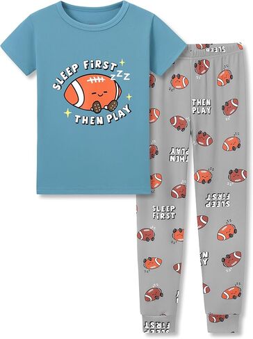 Tebbis Little Boys Pajamas-Soft Snug-Fit PJS Tee & Pants Sleepwear مجموعة لعبة البيسبول الصغيرة الممرات الحجم 4T-14 in Kuwait