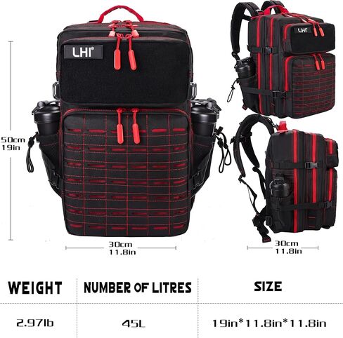 LHI Tactical Military Backpack for Men 25L/45L Large Molle Army Assault Pack 3 Day Hiking Rucksack With Bottle Holder in Saudi Arabia