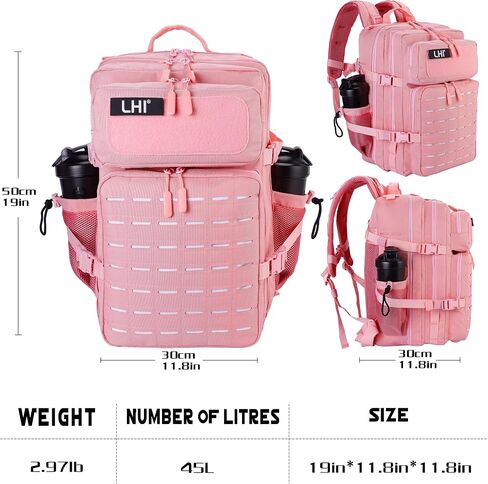 LHI Tactical Military Backpack for Men 25L/45L Large Molle Army Assault Pack 3 Day Hiking Rucksack With Bottle Holder in Kuwait