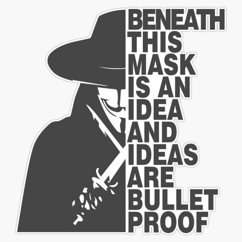Ideas Are Bulletproof - V for Vendetta Bumper Sticker Vinyl Decal 5 inches in Saudi Arabia
