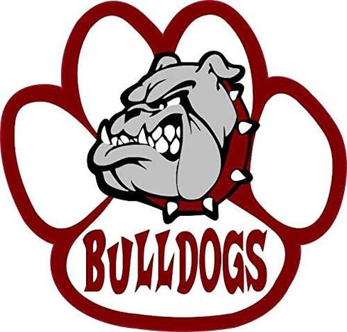 StickerTalk Paw Print with Maroon Bulldog Mascot Vinyl Sticker, 5 inches by 4.75 inches in Saudi Arabia