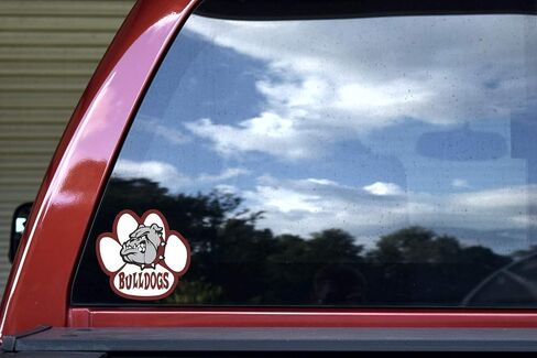 StickerTalk Paw Print with Maroon Bulldog Mascot Vinyl Sticker, 5 inches by 4.75 inches in Saudi Arabia