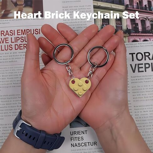 2pcs Heart Keychain for Couples Brick Matching Heart Keychain Set for Boyfriend Girlfriend in Kuwait