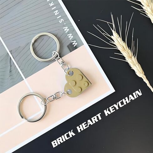 2pcs Heart Keychain for Couples Brick Matching Heart Keychain Set for Boyfriend Girlfriend in Kuwait