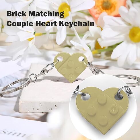 2pcs Heart Keychain for Couples Brick Matching Heart Keychain Set for Boyfriend Girlfriend in Kuwait
