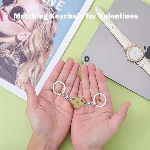 2pcs Heart Keychain for Couples Brick Matching Heart Keychain Set for Boyfriend Girlfriend in Kuwait