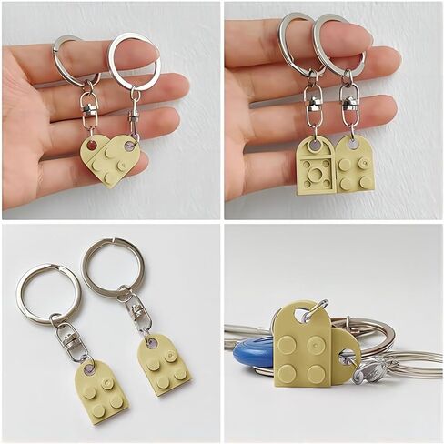 2pcs Heart Keychain for Couples Brick Matching Heart Keychain Set for Boyfriend Girlfriend in Kuwait