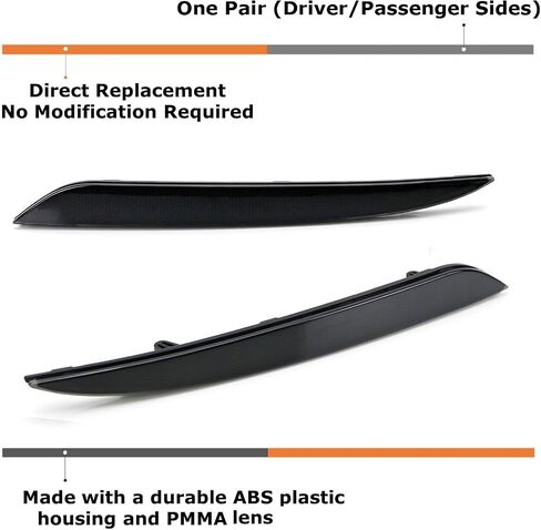 iJDMTOY Dark Smoked Rear Bumper Reflector Lenses, Compatible with 2012-up Tesla Model S, Replace OEM Red Reflexs in Saudi Arabia