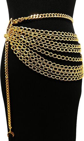 THREEBOY Women Apparel Belts Fashion Sexy Multilayer Metal Pearl Waist Chain Belt in Saudi Arabia