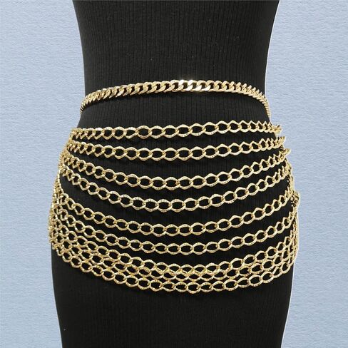 THREEBOY Women Apparel Belts Fashion Sexy Multilayer Metal Pearl Waist Chain Belt in Saudi Arabia