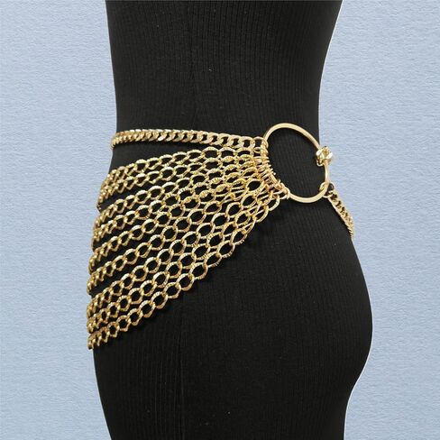 THREEBOY Women Apparel Belts Fashion Sexy Multilayer Metal Pearl Waist Chain Belt in Saudi Arabia