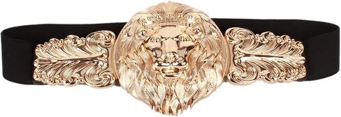 U Scinan Ladies Elastic Cinch Belt Golden Lion Head Carved Corset Retro Waistband Waist Seal in Kuwait