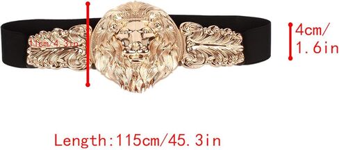 U Scinan Ladies Elastic Cinch Belt Golden Lion Head Carved Corset Retro Waistband Waist Seal in Kuwait