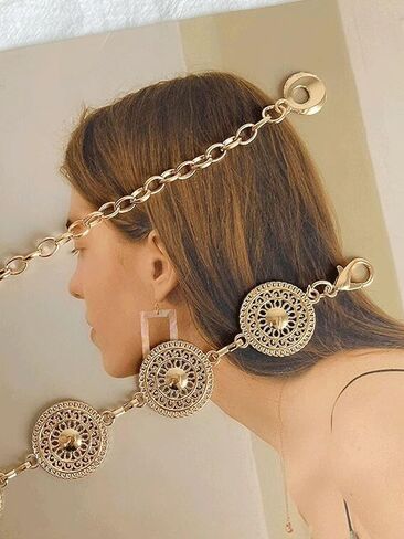 GORGLITTER Women's Western Metal Belt Cowgirl Waist Chain Belts for Dresses Jeans in Saudi Arabia
