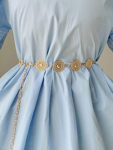 GORGLITTER Women's Western Metal Belt Cowgirl Waist Chain Belts for Dresses Jeans in Saudi Arabia
