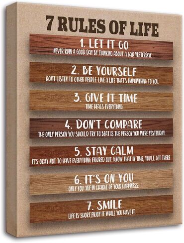 Motivational Wall Decor for Office & Classroom - 7 Rules of Life Inspirational Positive Affirmations Wall Art, Sunflowers Uplifting Quotes Canvas Posters for Home, Gym, School - (12x15Inch) in Kuwait