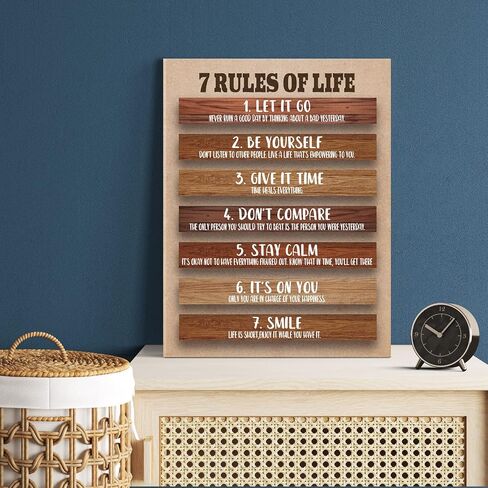Motivational Wall Decor for Office & Classroom - 7 Rules of Life Inspirational Positive Affirmations Wall Art, Sunflowers Uplifting Quotes Canvas Posters for Home, Gym, School - (12x15Inch) in Kuwait